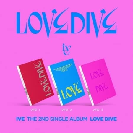 IVE [ LOVE DIVE ] 2nd Single Album ( Random Version ) 1ea CD + 96p Photo Book + 1ea Photo Card + 1ea Heart Hologram Card