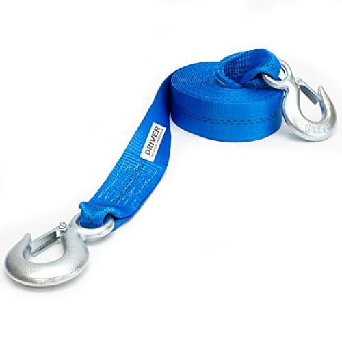 2" x 20' Tow Strap with Hooks - 10,000 Pound (5-Ton) Pulling Capacity for Emergency Winch Towing