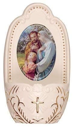 Florentine Porcelain Holy Family Jesus small Holy water font 5