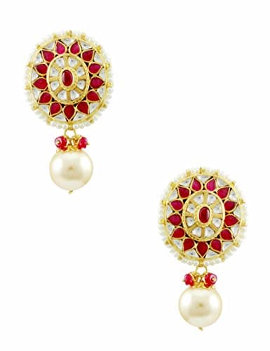 Chowki Kundan Pink Earrings with Pearl Drop