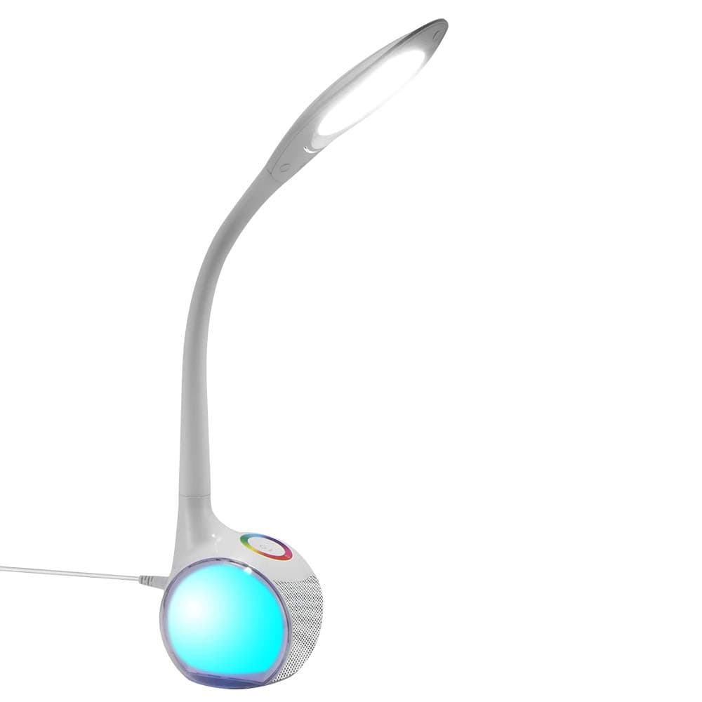 ADOV Desk Lamp, Adjustable RGB Colour Changing, Dimmable Touch Control Eye-Protection Gooseneck LED Table Light for Reading Study Home Office Bedroom- White