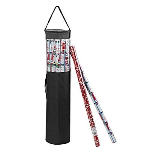 ProPik Wrapping Paper Storage Bag, Christmas Gift Wrap Organizer Stores Up to 24 Rolls 40 Inch, Heavy Duty Polyester plus PVC Clear Bag with Handles