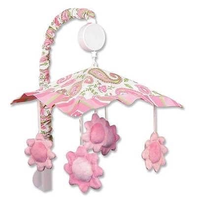 Paisley Park Pink Floral Baby Girls Nursery Crib Musical Mobile Trend Lab