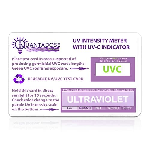 UVC Light Test Card with UVC Light Wavelength Indicator and Photochromic UV Intensity Test