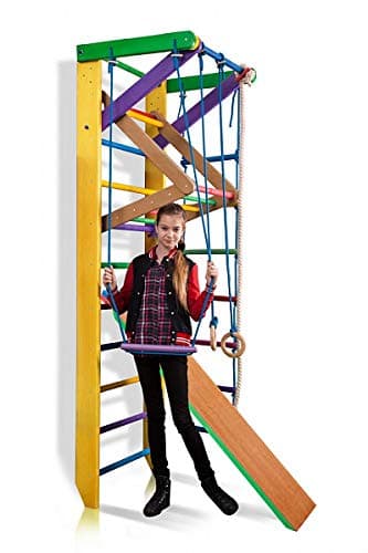 KindSport Swedish Ladder Wall Bars ˝Sport-3-240 - Yellow, Children home gym, Gymnastic sport complex. 240x80