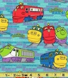 1 Yard - Chuggington Train Station "Let's Ride the Rails!" on Blue Cotton Fabric - Officially Licensed (Great for Quilting, Sewing, Craft Projects, Throw Pillows & More) 1 Yard X 44" Wide