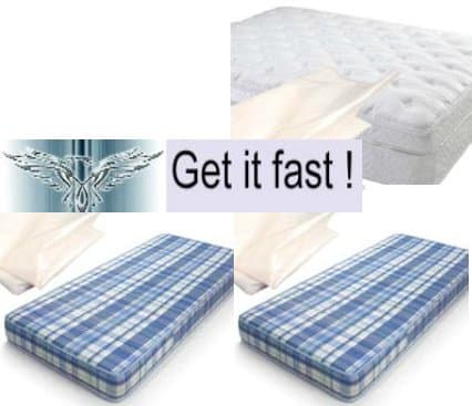 Pack of 3 polythene mattress dust cover protection storage bags - 1 x super king (fits double) & 2 x single, FREE Express delivery