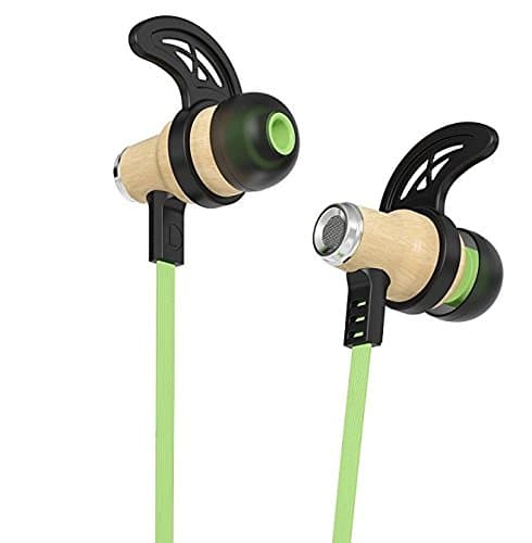 Symphonized NRG Bluetooth Wireless Wood in-Ear Noise-isolating Headphones, Earbuds, Earphones with Mic & Volume Control (Green)