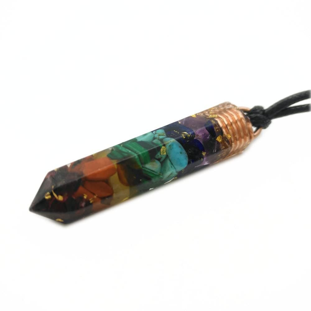 Handmade7 Chakra Orgonite Pendant(5cm, 2inches) Necklace-Wealth,Reiki Infused- Talisman