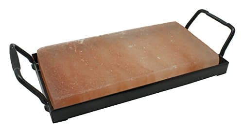 Himalayan Chef Pink Himalayan Salt, 4 x 8 x 1 Salt Cooking Plate, Metal Cooking Plate Holder