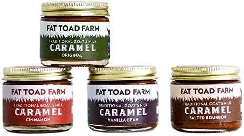 Fat Toad Farm Traditional Quartet, 2oz, Traditional Goat’s Milk Caramel Sauce, Original, Salted Bourbon, Vanilla Bean, Cinnamon, Cajeta, Gluten Free