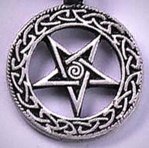 Celtic Inverted Pentagram STAR Pewter Pendant w Choker Necklace