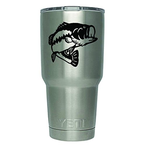 DD368 2-Pack Bass Fishing Decal Sticker (Decal ONLY Cup NOT Included) | 3 Inches | Premium Quality Black Vinyl | Yeti RTIC Orca Ozark Trail Tumbler Decal