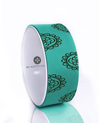 Mindful Yoga - Yoga Wheel & Pose Guide - Extra Strength Back Wheel, Eco-Friendly Stretching Prop and Yoga Accessory with Mat Material - USA Based Brand
