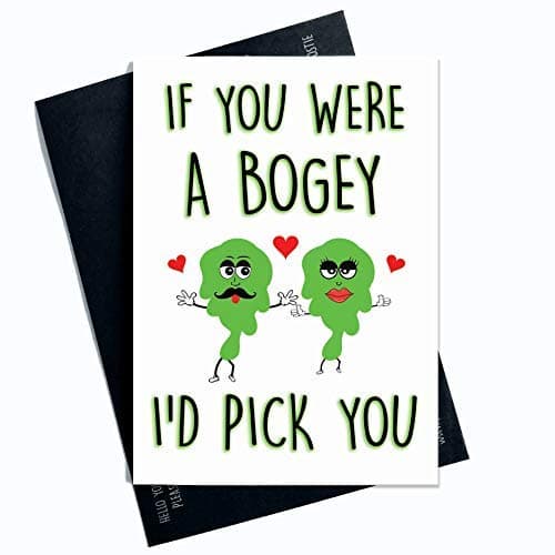 Peachy Antics Funny Anniversary Birthday Card I Love You Card Boyfriend Girlfriend Card for Husband Wife Him Her If You were A Bogey I'd Pick You PC502