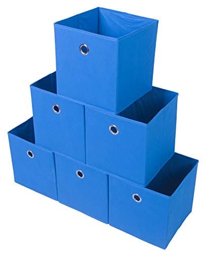 Amelitory Storage Bins Foldable Cube Organizer Fabric Drawer Set of 6 Light Blue