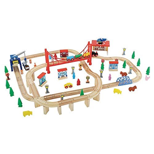 ELC Early Learning Centre Figurines Wooden Big City Adventure Train Set Over 100 Pieces
