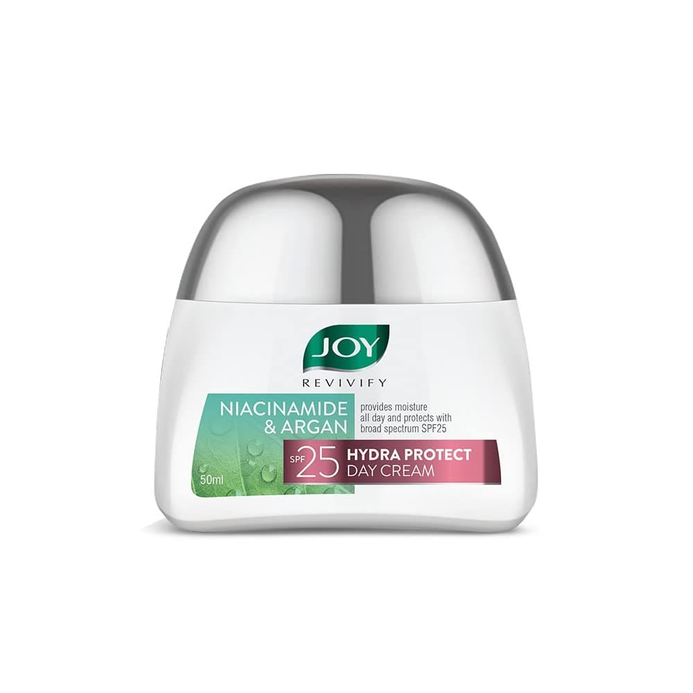 Joy Revivify Niacinamide & Argan Hydra Protect Day Cream SPF 25 |Face Moisturizer | Antioxidants & Multivitamins | UV Protection | Red Raspberry & Grapeseed |Aloe Vera Extracts – 50 ml