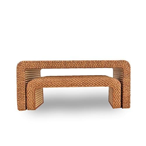 GRAS handmade brown banana leaf braids coffee table/straw coffee table/dinning table/wedding gift/Country decor/GrasShanghai