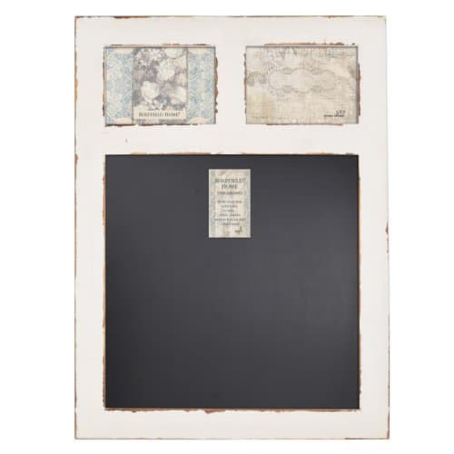 Distressed Wood Message Chalk Board with 2 x Photo 5"x 7" openings (Ivory)