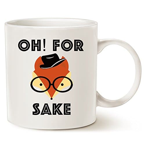 MAUAG Funny Quote Fox Coffee Mug Christmas Gifts, Oh For Fox Unique Cute Holiday or Birthday Gifts for Friend Cute Cup White, 14 Oz