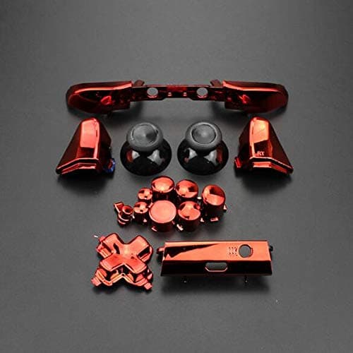 Replacement Full Set Button Bumper Trigger Buttons Guide Dpad RT LT RB LB ABXY ON Off Button Kit for Xbox One Slim Xbox One S Controller (Chrome Red)