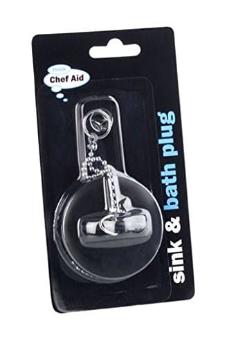 Chef Aids Black Rubber Plug for Sinks and Baths. with Chrome Chain.