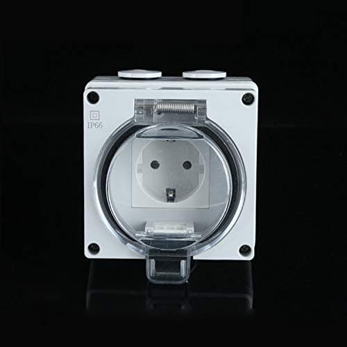 JSFQ Electrical Equipment IP66 DE/RU/ES Weatherproof Waterproof Dust Proof Outdoor Wall Power Socket Extremely Safe 16A Electrical Outlet Industrial (Color : 1 Socket, Voltage : 110 250V)