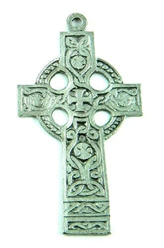 PlanetZia Beautiful Rare 3 inch Celtic Knots Ancient Antique Silver Cross Pendant TVT-QCCS