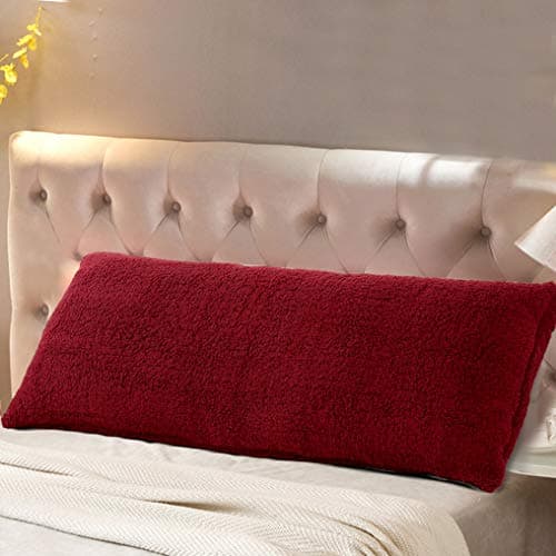 Reafort Ultra Soft Sherpa Body Pillow Cover/Case with Zipper Closure 21"x54" (21"x54" Body Pillow Cover, Red)OEKO-TEX STANDARD 100