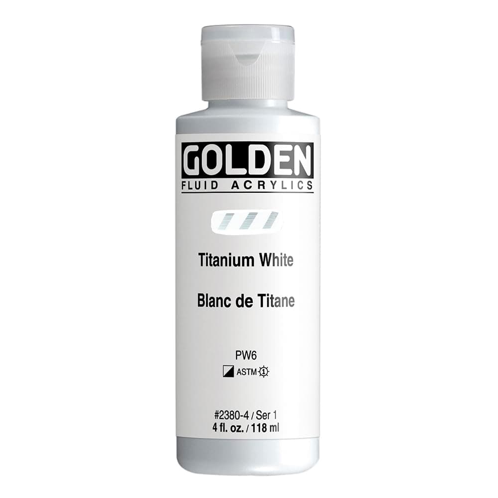 Fluid Acrylics, Titanium White, 4 fl. oz. Bottle, Professional Acrylic Paint, Semi-Opaque