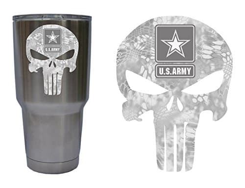 MiaBella Designs United States US Army Star Punisher Skull Decal Sticker Graphic for YETI 30 oz Rambler Tumbler Cup RTIC Ozark (Decal ONLY) Matte Permanent Vinyl, Kryptek Yeti, H 3.5" W 2.6"