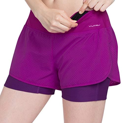 Women's Running Workout Shorts with Liner 2 in 1 Athletic Sport Shorts