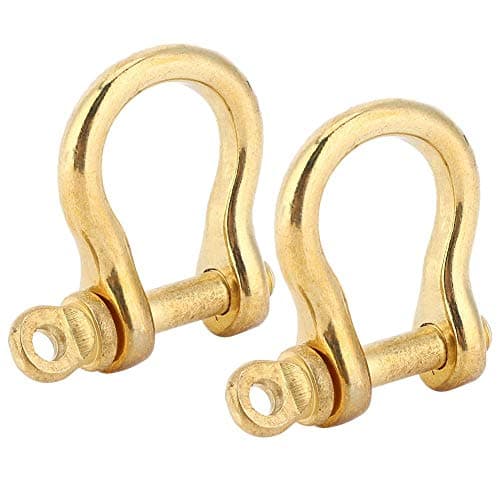 Shackle, 2Pcs 10mm Solid Brass Anchor Shackles Connection Buckle for Heavy Duty Rigging Hauling Chain Link Fob Key Ring Hook
