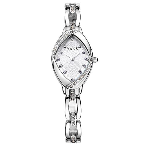 Women Bracelet Watch Luxury Crystal Wrist Watches Ladies Classic Dial Quartz Wristwatch (5687 Silver)