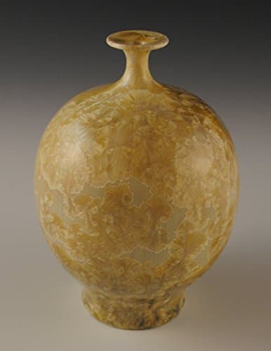 White and Gold Crystalline Pottery Bottle