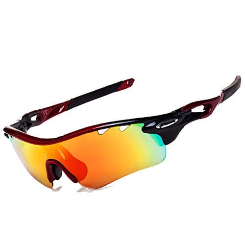 JOGVELO Polarized Sports Sunglasses,Cycling Glasses Men UV400 with 5 Interchangeable Lenes