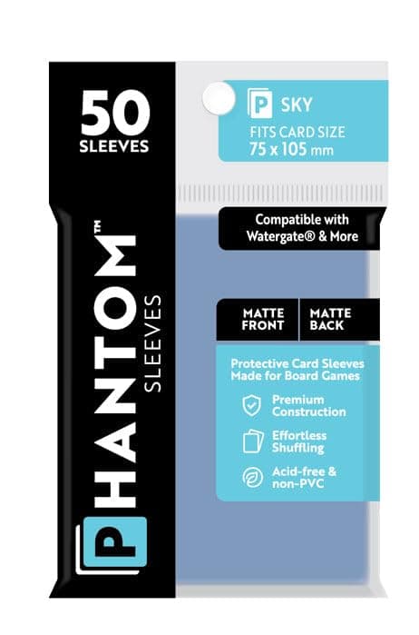 5 Packs Phantom Sleeves: Sky Size (75mm x 105mm) - Matte Matte (50) (Compatible with: Watergate and More) Value Bundle!