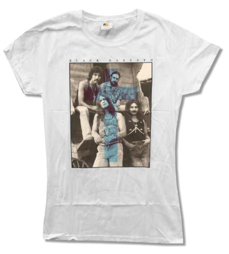 Bravado Juniors Black Sabbath"Blue Cross" White Baby Doll T-Shirt (Small) Apparel