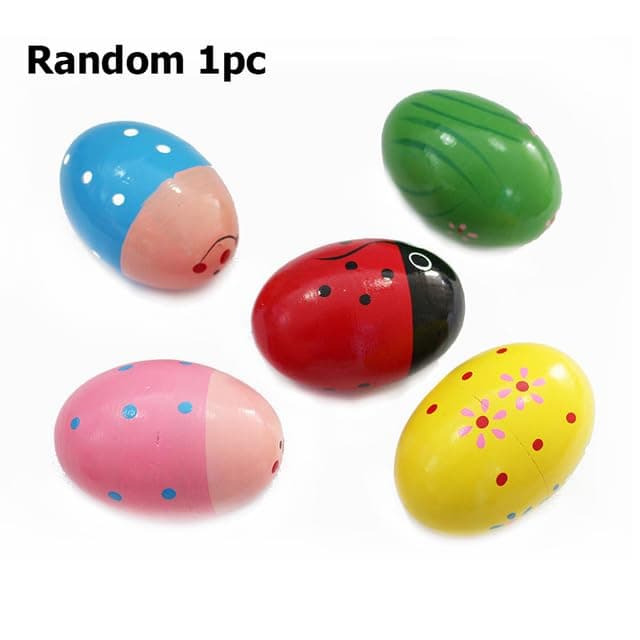 AEPRO - Wooden Musical Instrument Тоуs XyloРһопе Harmonica Macaras Rаtt|е Flute Drum Castanets Kazoo Children Early Educational%Тоуss DDJ (Sand egg)