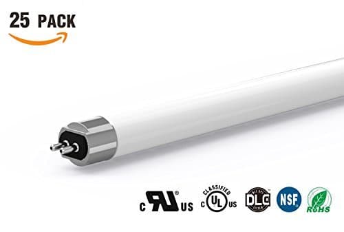 25-Pack T5 4ft Ballast Compatible Lights Talk Super Light Tube, 27W(54W or Higher Equivalent), 3500lm, 5000K(Daylight) Works w. Electronic Ballast, Frosted Glass, UL-Listed, DLC Listed(25, 5000K)