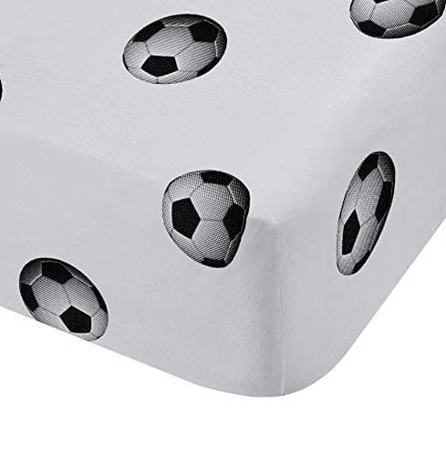 Catherine Lansfield Kids Football Double Fitted Sheet Black/White