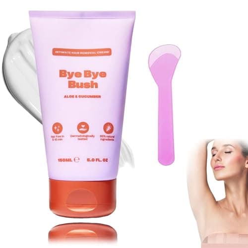 Bye Bye Bush, Bye Bye Bush Hair Removal, Pubic Hair Removal Cream with Spatula Applicator, Intimate Hair Remover for Face Legs Underarms, Bikini Area, Gentle Formula (1pcs)
