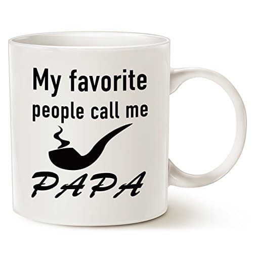 MAUAG Funny Dad Coffee Mug Christmas Gifts - My favorite people call me PAPA - Unique Christmas or Birthday Gifts for Dad Father Papa Daddy Porcelain Cup White, 14 Oz