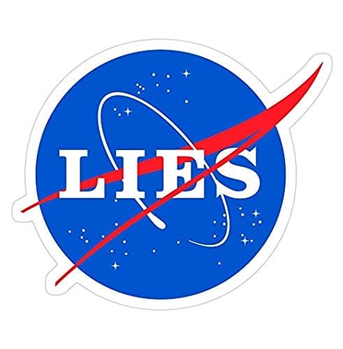 decals NASA Lies, Flat Earth Decal Sticker - Blue, Vinyl, Waterproof, Cartoon Style, Sticker Decal for Wall, Car, Truck, Window, Laptop