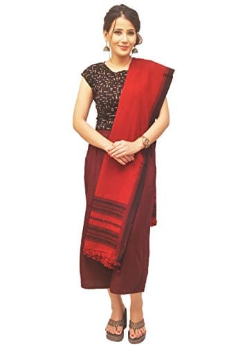 Traditional Indian Shawl (Kutchhi) for Women | Handmade Embroidery Work | Maroon