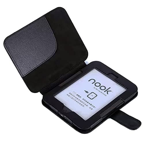 Leslied Leather Case for Barnes and Noble Nook Simple Touch with GlowLight, Black