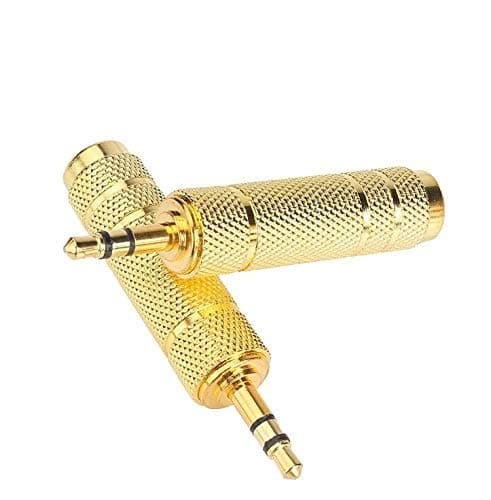 SeCroBack Bencher Seller 3.5mm Stereo Male to 6.3 mm Stereo Female Adapter Converter; Golden -2 Pack