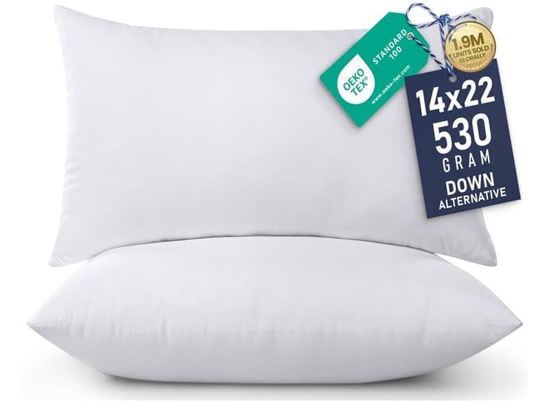 Utopia Bedding Throw Pillows Insert (Pack of 2, White) - 14 x 22 Inches Bed and Couch Pillows - Indoor Decorative Pillows