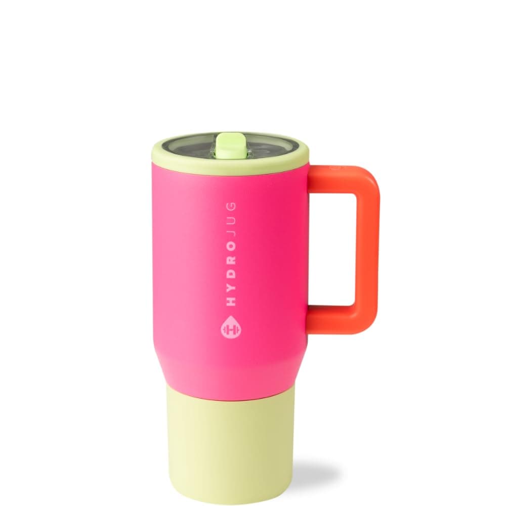 HydroJug Traveler - 20 oz Water Bottle with Handle & Flip Straw - Fits in Cup Holder, Leak Resistant Tumbler-Reusable Insulated Stainless Steel & Rubber Base - Gifts for Women & Men, Orchid